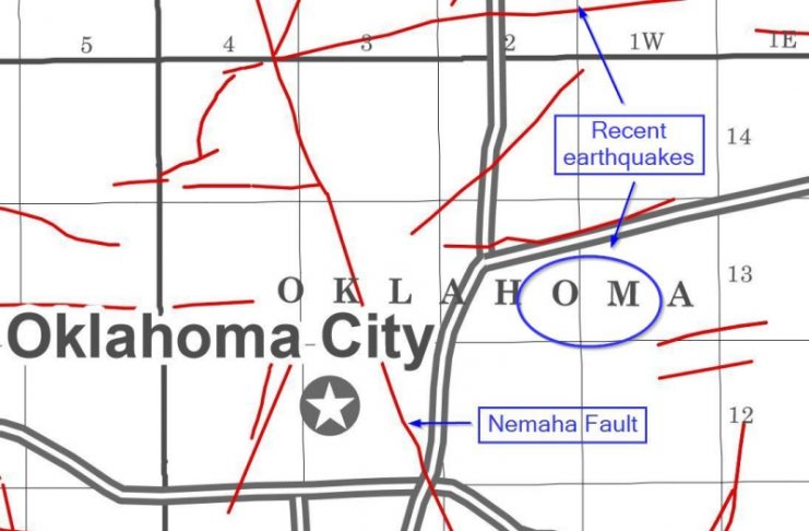 Fault lines near Oklahoma City