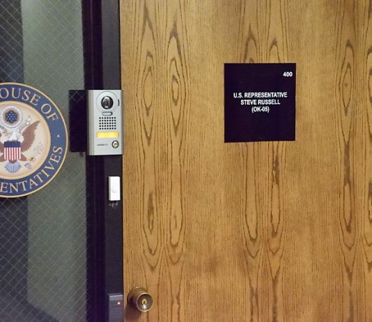 Rep Steve Russell's office door