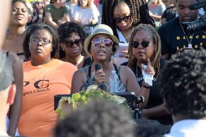 Tamya Cox speaks to Black Lives Matter rally