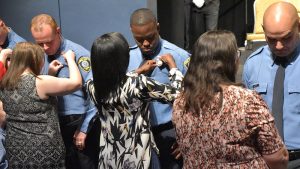 OKC Fire Dept Recruit Grad 2018 pining recruits badges