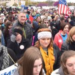 First day teacher walkout Crowd looking SW