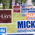 Campaign signs along Lincoln Blvd as early voting begins