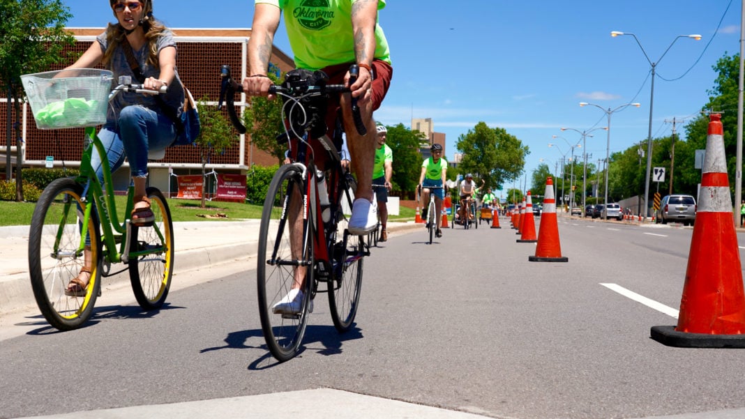 Southbound demonstration bike lane demonstration bike lane