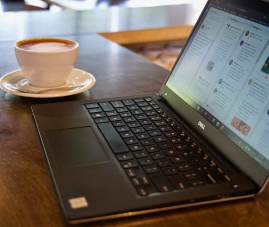 coffee, laptop