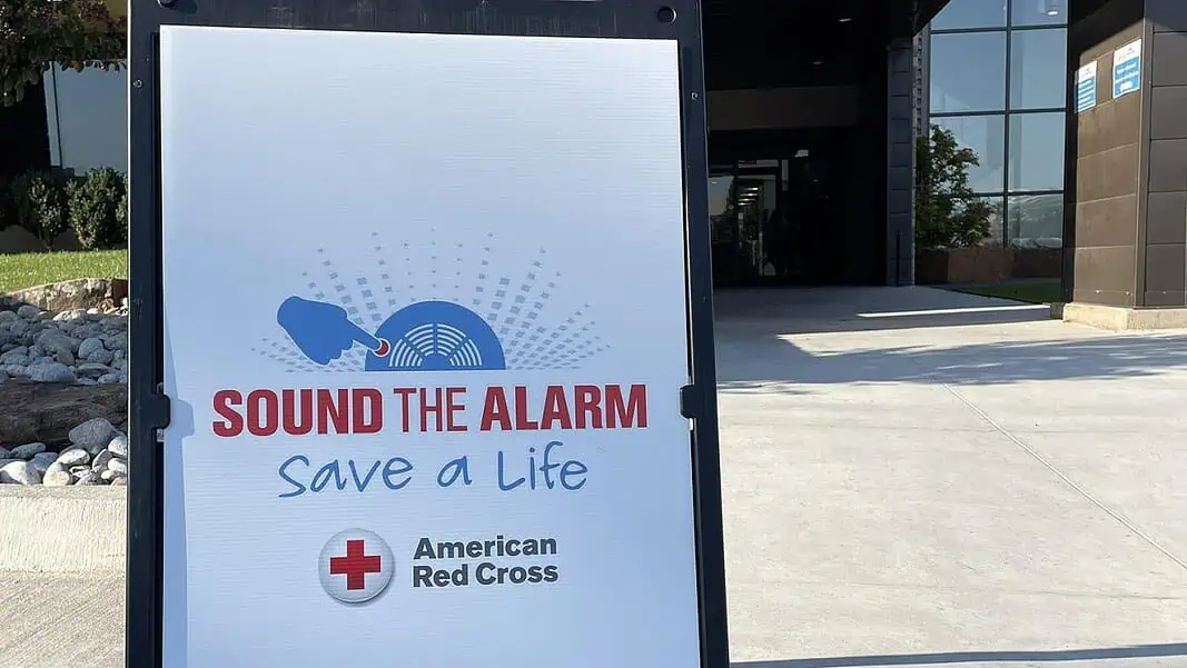 Red Cross Sound the Alarm event sign