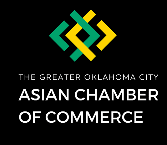 PRESS RELEASE: The Greater OKC Asian Chamber announces 2026 Limitless Business Conference Logo for The Greater Oklahoma City Asian Chamber of Commerce: teal and yellow geometric emblem above the organization name on a black background.