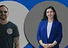 Two Democrats, one chance at flipping Oklahoma’s 5th District Two smiling professionals: man in a black t-shirt with sunglasses on the left, woman in a blue blazer on the right, against gray circular backgrounds.