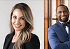 Lowe, Baker head to runoff for OK County Dist 1; min wage hike fails Two smiling professionals posing for a corporate headshot: woman in a black blazer on the left and man in a blue suit on the right.