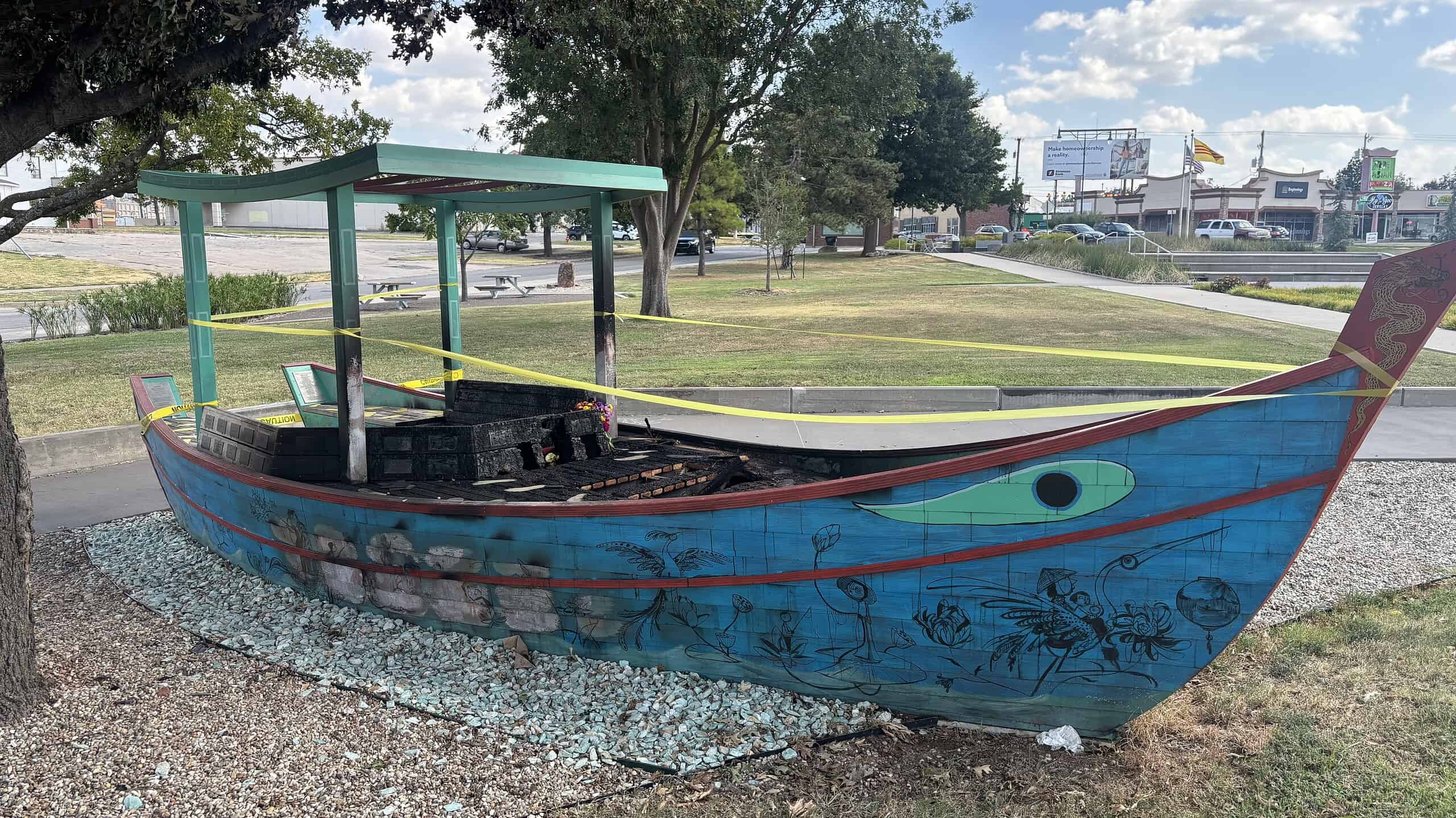 Artists 'emotional' as fire damages beloved cultural sculpture in Asian District
