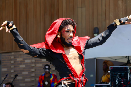 Performer Virtue Ali performs at the Saturday Drag Brunch at PrideFest 2026 (ZOE.ELROD/Okla City Free Press)